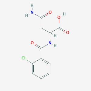 molecular formula C11H11ClN2O4 B2688399 3-羧酰胺基-2-[(2-氯苯基)甲酰胺基]丙酸 CAS No. 1396967-59-1