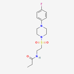 molecular formula C15H22FN3O3S B2688401 N-(2-((4-(4-fluorophenyl)piperazin-1-yl)sulfonyl)ethyl)propionamide CAS No. 897618-38-1