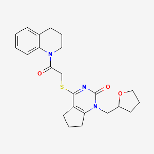 4-((2-(3,4-dihydroquinolin-1(2H)-yl)-2-oxoethyl)thio)-1-((tetrahydrofuran-2-yl)methyl)-6,7-dihydro-1H-cyclopenta[d]pyrimidin-2(5H)-one