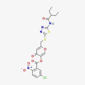 6-(((5-(2-ethylbutanamido)-1,3,4-thiadiazol-2-yl)thio)methyl)-4-oxo-4H-pyran-3-yl 5-chloro-2-nitrobenzoate