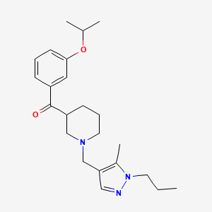 molecular formula C23H33N3O2 B2688405 (3-Isopropoxyphenyl)(1-((5-methyl-1-propyl-1H-pyrazol-4-yl)methyl)piperidin-3-yl)methanone CAS No. 958841-22-0