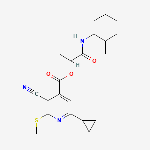 1-[(2-Methylcyclohexyl)carbamoyl]ethyl 3-cyano-6-cyclopropyl-2-(methylsulfanyl)pyridine-4-carboxylate