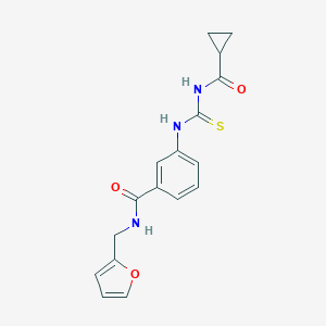 molecular formula C17H17N3O3S B268842 3-{[(cyclopropylcarbonyl)carbamothioyl]amino}-N-(furan-2-ylmethyl)benzamide 