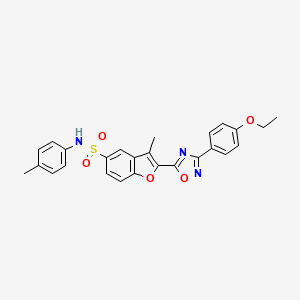 molecular formula C26H23N3O5S B2688422 2-[3-(4-ethoxyphenyl)-1,2,4-oxadiazol-5-yl]-3-methyl-N-(4-methylphenyl)-1-benzofuran-5-sulfonamide CAS No. 1358707-95-5