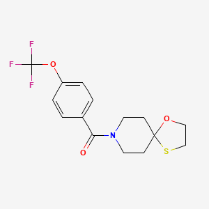 molecular formula C15H16F3NO3S B2688423 1-氧杂-4-硫-8-氮杂螺[4.5]癸烷-8-基(4-(三氟甲氧基)苯基)甲酮 CAS No. 1396811-86-1