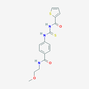molecular formula C16H17N3O3S2 B268843 N-(2-methoxyethyl)-4-({[(2-thienylcarbonyl)amino]carbothioyl}amino)benzamide 