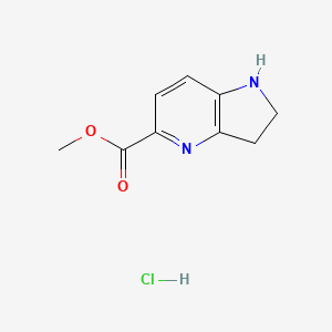 molecular formula C9H11ClN2O2 B2688430 甲酸2,3-二氢-1H-吡咯并[3,2-b]吡啶-5-甲酸甲酯;盐酸 CAS No. 2416234-56-3