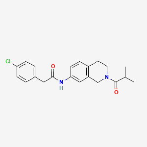 molecular formula C21H23ClN2O2 B2688431 2-(4-chlorophenyl)-N-(2-isobutyryl-1,2,3,4-tetrahydroisoquinolin-7-yl)acetamide CAS No. 955737-34-5