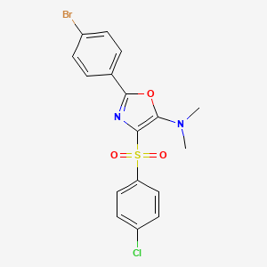 molecular formula C17H14BrClN2O3S B2688434 2-(4-溴苯基)-4-((4-氯苯基)磺酰基)-N,N-二甲氧基噁唑-5-胺 CAS No. 620559-10-6
