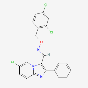 molecular formula C21H14Cl3N3O B2688451 6-chloro-2-phenylimidazo[1,2-a]pyridine-3-carbaldehyde O-(2,4-dichlorobenzyl)oxime CAS No. 478257-33-9
