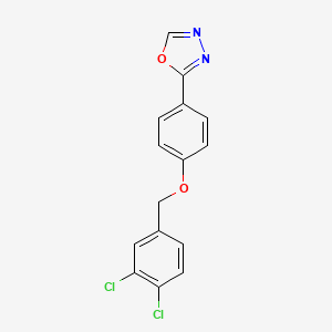 molecular formula C15H10Cl2N2O2 B2688455 2-{4-[(3,4-二氯苯基)甲氧基]苯基}-1,3,4-噁二唑 CAS No. 338393-67-2