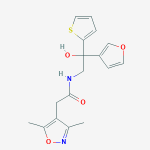 molecular formula C17H18N2O4S B2688462 2-(3,5-dimethylisoxazol-4-yl)-N-(2-(furan-3-yl)-2-hydroxy-2-(thiophen-2-yl)ethyl)acetamide CAS No. 2034634-47-2