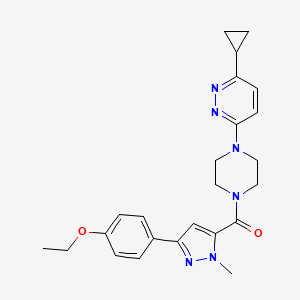 molecular formula C24H28N6O2 B2688470 (4-(6-cyclopropylpyridazin-3-yl)piperazin-1-yl)(3-(4-ethoxyphenyl)-1-methyl-1H-pyrazol-5-yl)methanone CAS No. 2034233-98-0