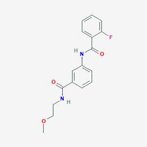 molecular formula C17H17FN2O3 B268849 2-fluoro-N-(3-{[(2-methoxyethyl)amino]carbonyl}phenyl)benzamide 