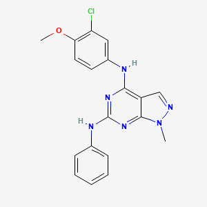 molecular formula C19H17ClN6O B2688499 N4-(3-chloro-4-methoxyphenyl)-1-methyl-N6-phenyl-1H-pyrazolo[3,4-d]pyrimidine-4,6-diamine CAS No. 896002-69-0