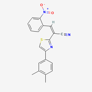 molecular formula C20H15N3O2S B2688504 (Z)-2-(4-(3,4-二甲基苯基)噻唑-2-基)-3-(2-硝基苯基)丙烯腈 CAS No. 476670-88-9