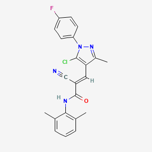 molecular formula C22H18ClFN4O B2688510 (E)-3-[5-chloro-1-(4-fluorophenyl)-3-methylpyrazol-4-yl]-2-cyano-N-(2,6-dimethylphenyl)prop-2-enamide CAS No. 1007640-66-5