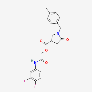 molecular formula C21H20F2N2O4 B2688513 [2-(3,4-Difluoroanilino)-2-oxoethyl] 1-[(4-methylphenyl)methyl]-5-oxopyrrolidine-3-carboxylate CAS No. 2319874-32-1