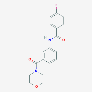 molecular formula C18H17FN2O3 B268852 4-fluoro-N-[3-(4-morpholinylcarbonyl)phenyl]benzamide 