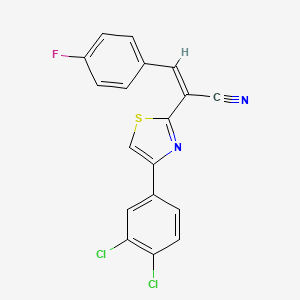 molecular formula C18H9Cl2FN2S B2688531 (Z)-2-(4-(3,4-dichlorophenyl)thiazol-2-yl)-3-(4-fluorophenyl)acrylonitrile CAS No. 476669-95-1