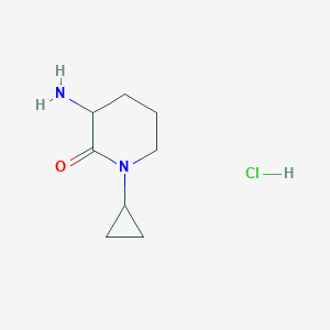 molecular formula C8H15ClN2O B2688532 3-氨基-1-环丙基哌啶-2-酮；盐酸盐 CAS No. 2551114-53-3