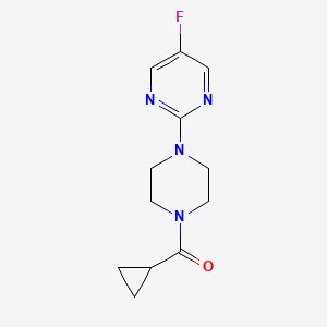 molecular formula C12H15FN4O B2688539 2-(4-Cyclopropanecarbonylpiperazin-1-yl)-5-fluoropyrimidine CAS No. 2034283-93-5