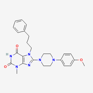 molecular formula C26H30N6O3 B2688541 8-(4-(4-甲氧基苯基)哌嗪-1-基)-3-甲基-7-(3-苯基丙基)-1H-嘧啶-2,6(3H,7H)-二酮 CAS No. 442864-45-1