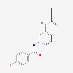 molecular formula C18H19FN2O2 B268856 N-{3-[(2,2-dimethylpropanoyl)amino]phenyl}-4-fluorobenzamide 