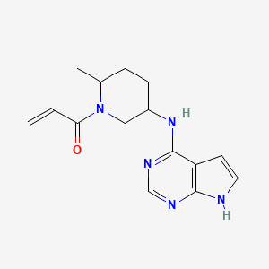 molecular formula C15H19N5O B2688571 1-[2-methyl-5-(7H-pyrrolo[2,3-d]pyrimidin-4-ylamino)piperidin-1-yl]prop-2-en-1-one CAS No. 1792180-81-4; 83706-98-3