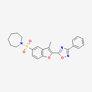molecular formula C23H23N3O4S B2688584 1-{[3-Methyl-2-(3-phenyl-1,2,4-oxadiazol-5-yl)-1-benzofuran-5-yl]sulfonyl}azepane CAS No. 1207039-79-9