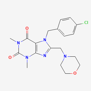 molecular formula C19H22ClN5O3 B2688590 7-(4-chlorobenzyl)-1,3-dimethyl-8-(morpholin-4-ylmethyl)-3,7-dihydro-1H-purine-2,6-dione CAS No. 585552-29-0