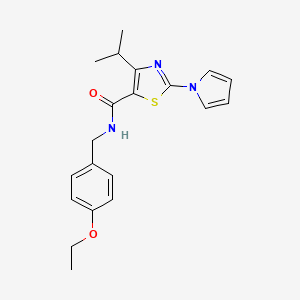 molecular formula C20H23N3O2S B2688594 N-(4-乙氧基苄基)-4-异丙基-2-(1H-吡咯-1-基)-1,3-噻唑-5-甲酰胺 CAS No. 1251680-66-6