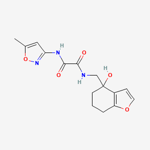 molecular formula C15H17N3O5 B2688595 N1-((4-hydroxy-4,5,6,7-tetrahydrobenzofuran-4-yl)methyl)-N2-(5-methylisoxazol-3-yl)oxalamide CAS No. 2320466-12-2