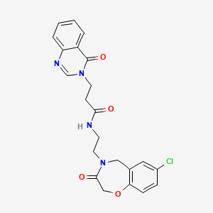 molecular formula C22H21ClN4O4 B2688596 N-(2-(7-chloro-3-oxo-2,3-dihydrobenzo[f][1,4]oxazepin-4(5H)-yl)ethyl)-3-(4-oxoquinazolin-3(4H)-yl)propanamide CAS No. 2034529-21-8