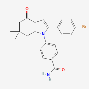 4-(2-(4-Bromophenyl)-6,6-dimethyl-4-oxo-5,6,7-trihydroindolyl)benzamide