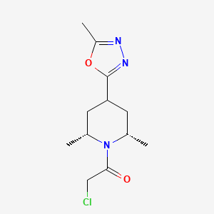 molecular formula C12H18ClN3O2 B2688615 2-Chloro-1-[(2S,6R)-2,6-dimethyl-4-(5-methyl-1,3,4-oxadiazol-2-yl)piperidin-1-yl]ethanone CAS No. 2411179-14-9