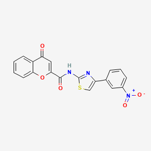 molecular formula C19H11N3O5S B2688616 N-(4-(3-硝基苯基)噻唑-2-基)-4-氧代-4H-香豆素-2-甲酰胺 CAS No. 361480-37-7