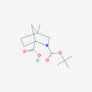 molecular formula C13H21NO4 B2688618 4-Methyl-2-[(2-methylpropan-2-yl)oxycarbonyl]-2-azabicyclo[2.2.1]heptane-1-carboxylic acid CAS No. 2418705-96-9