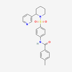 molecular formula C24H25N3O3S B2688619 4-methyl-N-[4-(2-pyridin-3-ylpiperidin-1-yl)sulfonylphenyl]benzamide CAS No. 393834-46-3