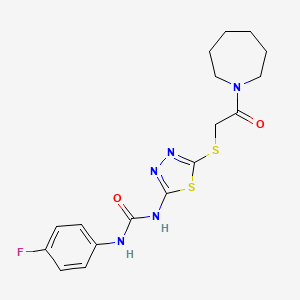 1-[5-[2-(Azepan-1-yl)-2-oxoethyl]sulfanyl-1,3,4-thiadiazol-2-yl]-3-(4-fluorophenyl)urea