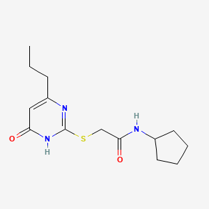 molecular formula C14H21N3O2S B2688625 N-cyclopentyl-2-[(4-hydroxy-6-propylpyrimidin-2-yl)sulfanyl]acetamide CAS No. 380487-01-4