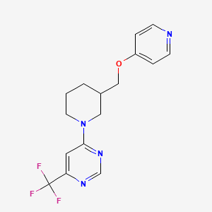 molecular formula C16H17F3N4O B2688631 4-[3-(Pyridin-4-yloxymethyl)piperidin-1-yl]-6-(trifluoromethyl)pyrimidine CAS No. 2379972-15-1