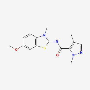 molecular formula C15H16N4O2S B2688643 (E)-N-(6-methoxy-3-methylbenzo[d]thiazol-2(3H)-ylidene)-1,4-dimethyl-1H-pyrazole-5-carboxamide CAS No. 1207061-62-8