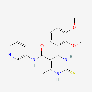 molecular formula C19H20N4O3S B2688644 4-(2,3-二甲氧基苯基)-6-甲基-N-(吡啶-3-基)-2-硫代-1,2,3,4-四氢嘧啶-5-甲酰胺 CAS No. 553659-13-5