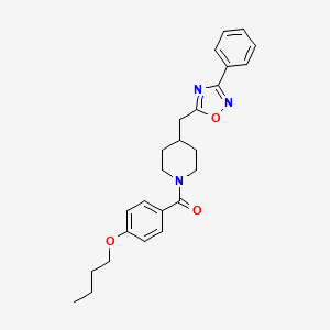 molecular formula C25H29N3O3 B2688645 1-(4-Butoxybenzoyl)-4-[(3-phenyl-1,2,4-oxadiazol-5-yl)methyl]piperidine CAS No. 1775468-02-4