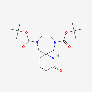 molecular formula C19H33N3O5 B2688656 二-叔丁基-2-氧代-1,8,11-三氮杂螺[5.6]十二烷-8,11-二羧酸二酯 CAS No. 2007916-04-1