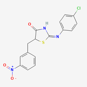 molecular formula C16H12ClN3O3S B2688662 (E)-2-((4-chlorophenyl)imino)-5-(3-nitrobenzyl)thiazolidin-4-one CAS No. 219554-84-4