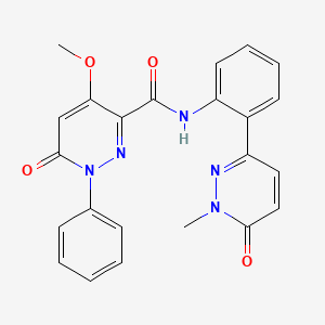 molecular formula C23H19N5O4 B2688664 4-methoxy-N-(2-(1-methyl-6-oxo-1,6-dihydropyridazin-3-yl)phenyl)-6-oxo-1-phenyl-1,6-dihydropyridazine-3-carboxamide CAS No. 1448074-92-7