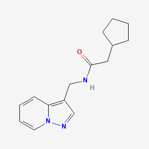 molecular formula C15H19N3O B2688670 2-cyclopentyl-N-(pyrazolo[1,5-a]pyridin-3-ylmethyl)acetamide CAS No. 1396808-06-2