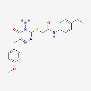 2-((4-amino-6-(4-methoxybenzyl)-5-oxo-4,5-dihydro-1,2,4-triazin-3-yl)thio)-N-(4-ethylphenyl)acetamide